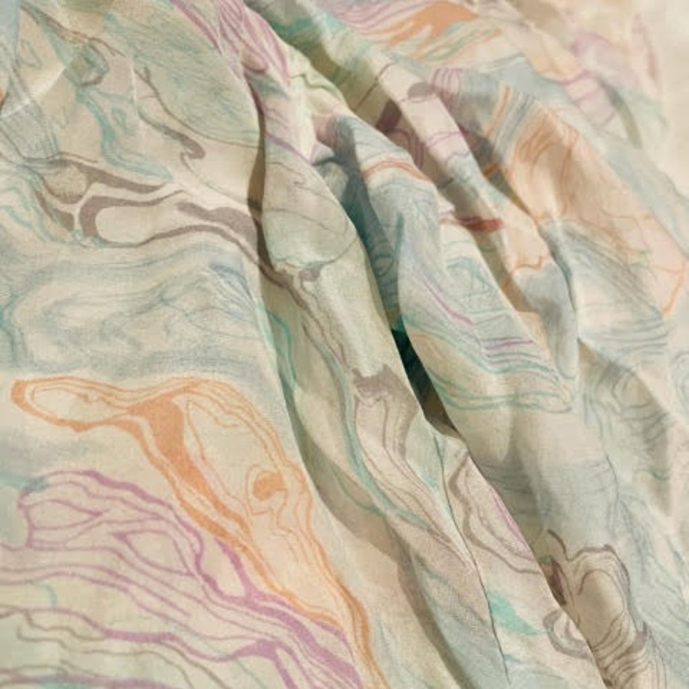 Anna Sui Silk Pastel Marbled flutter sleeve top -Super Stunner Staple - Picture 5 of 8